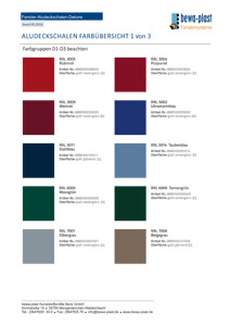 Farbübersicht Alu-Deckschalen